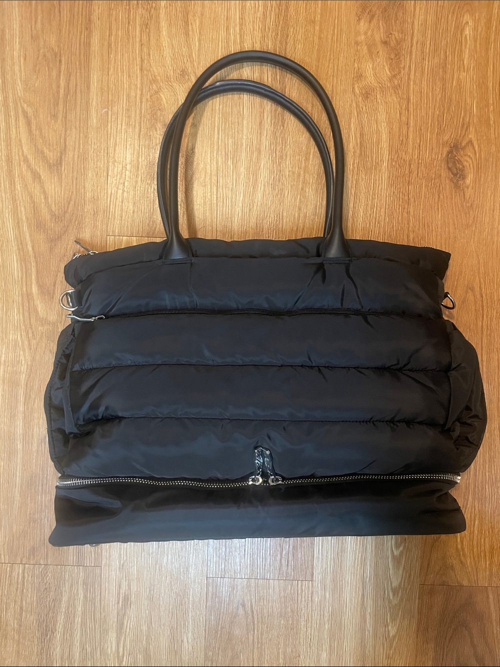 Quilted Weekender Bag in Black